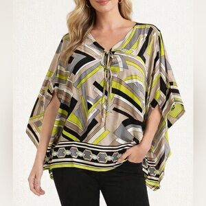 3/$25 Michael Kors Cape Style Blouse | Bold Neon Print | Size S